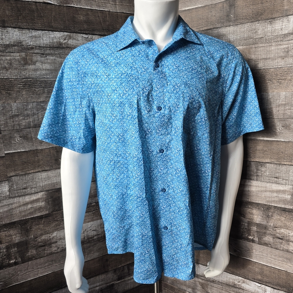 Tommy Bahama Coast Crescent Wave Camp Shirt Short Sleeved Mens Large